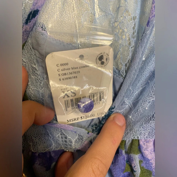 NWT|| Free People Daphne Blouse In Blue, Size XS, Spring - Picture 8 of 10